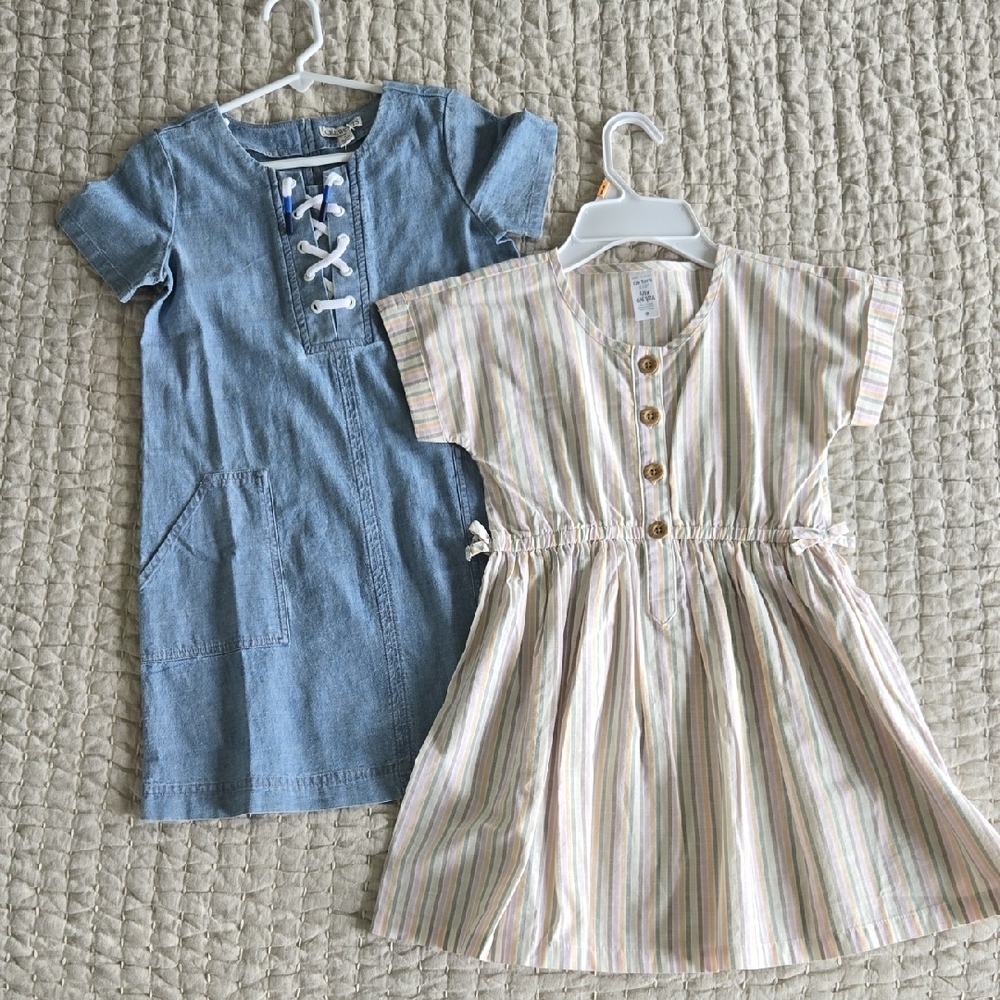 NWT Crewcuts Chambray and NNWOT Carters Cotton Sundresses 7 and 6/6X